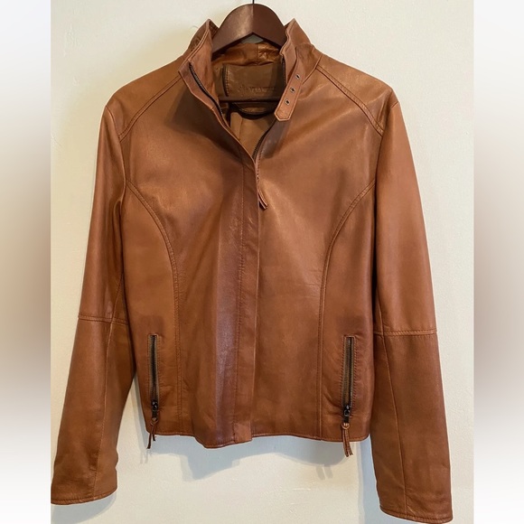 Vera Pelle Jackets & Coats Vera Pelle Leather Moto Jacket Zip Up